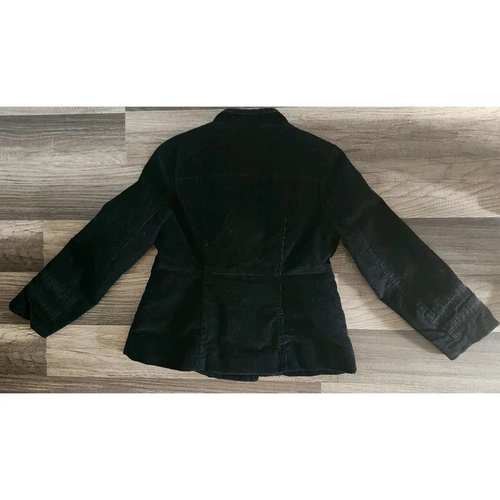 GAP KIDS JACKET GIRLS SMALL 5 TO 6 BLACK CORDUROY DOUBLE BREASTED GOLD BUTTONS